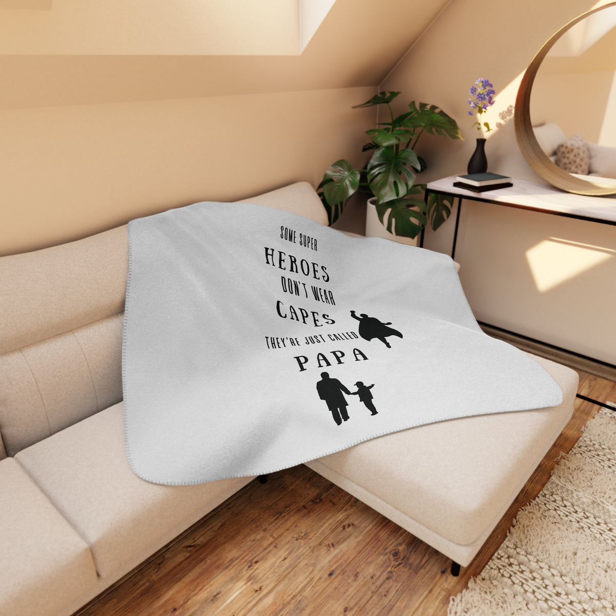 Papa Superhero Sherpa Blanket Gift for Papa