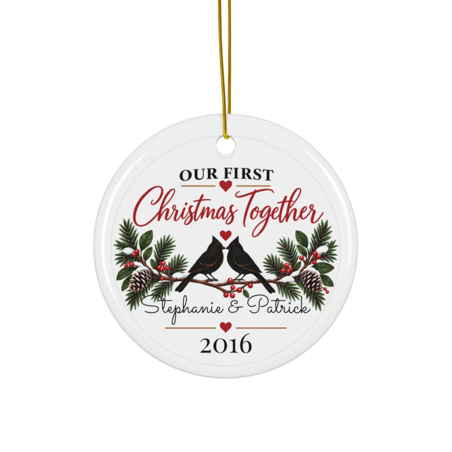 Personalized Couple Christmas Ornament – Our First Christmas Together – Custom Names & Year