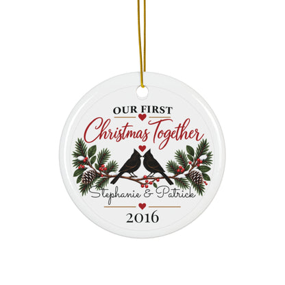Personalized Couple Christmas Ornament – Our First Christmas Together – Custom Names & Year