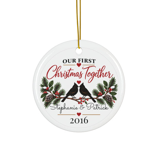 Personalized Couple Christmas Ornament – Our First Christmas Together – Custom Names & Year