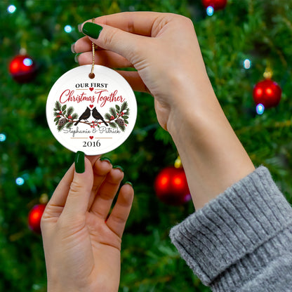 Personalized Couple Christmas Ornament – Our First Christmas Together – Custom Names & Year