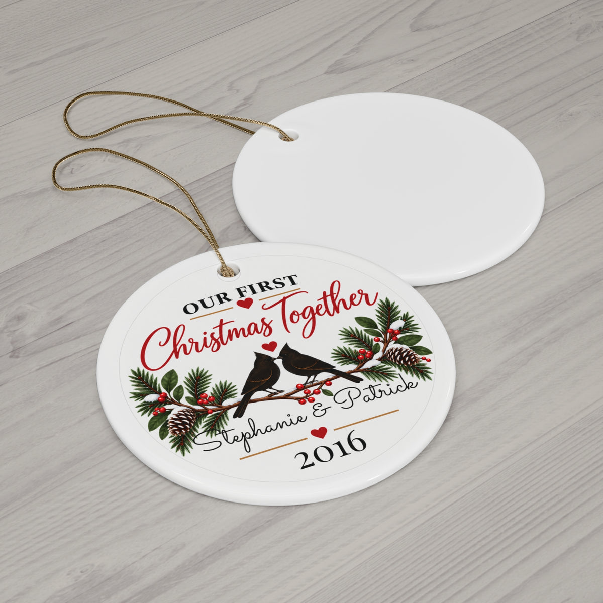 Personalized Couple Christmas Ornament – Our First Christmas Together – Custom Names & Year