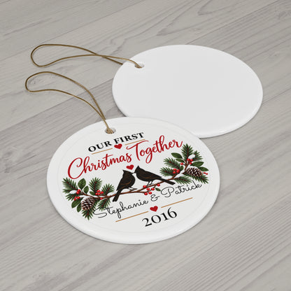 Personalized Couple Christmas Ornament – Our First Christmas Together – Custom Names & Year
