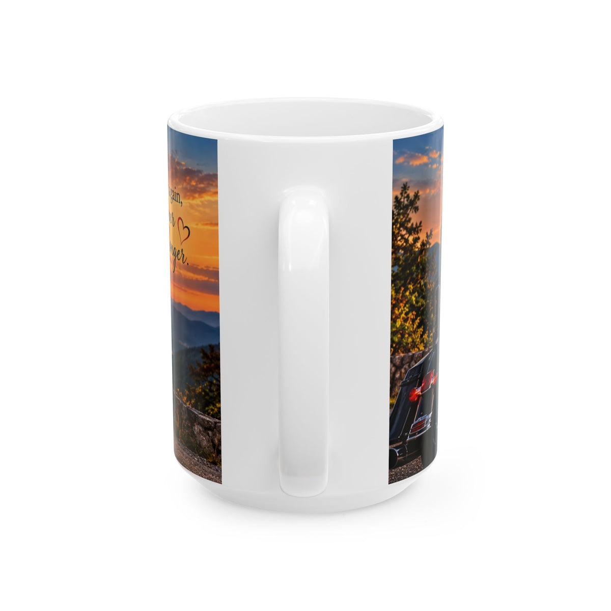 Biker Couple Romantic Sunset Coffee Mug – 15 oz | Motorcycle Love Gift