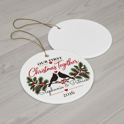 Personalized Couple Christmas Ornament – Our First Christmas Together – Custom Names & Year