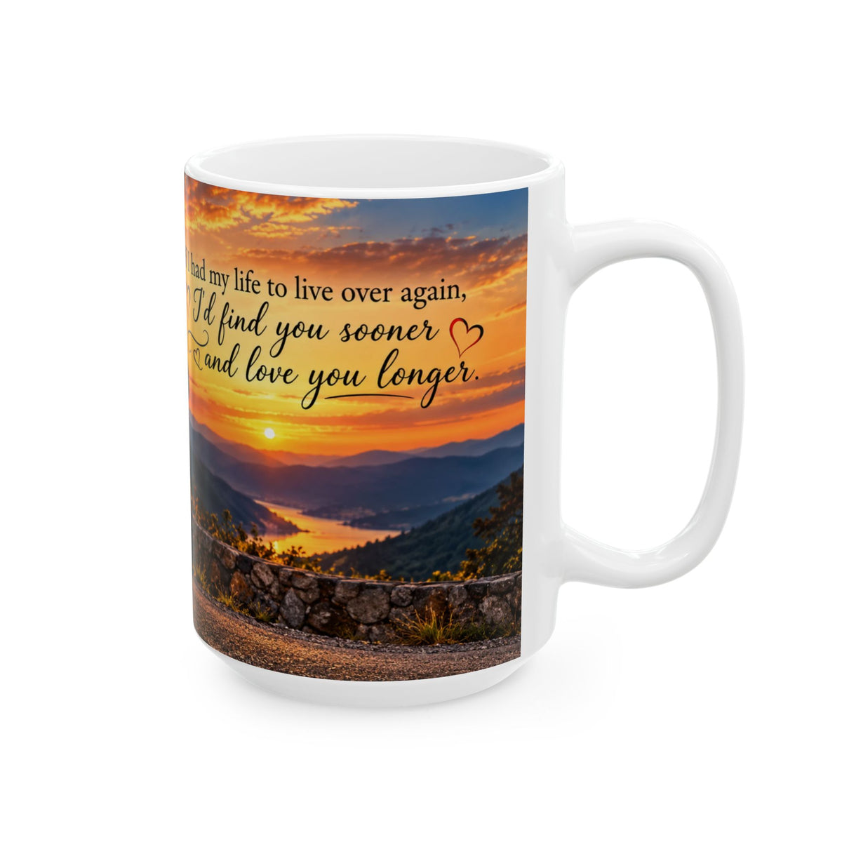 Biker Couple Romantic Sunset Coffee Mug – 15 oz | Motorcycle Love Gift