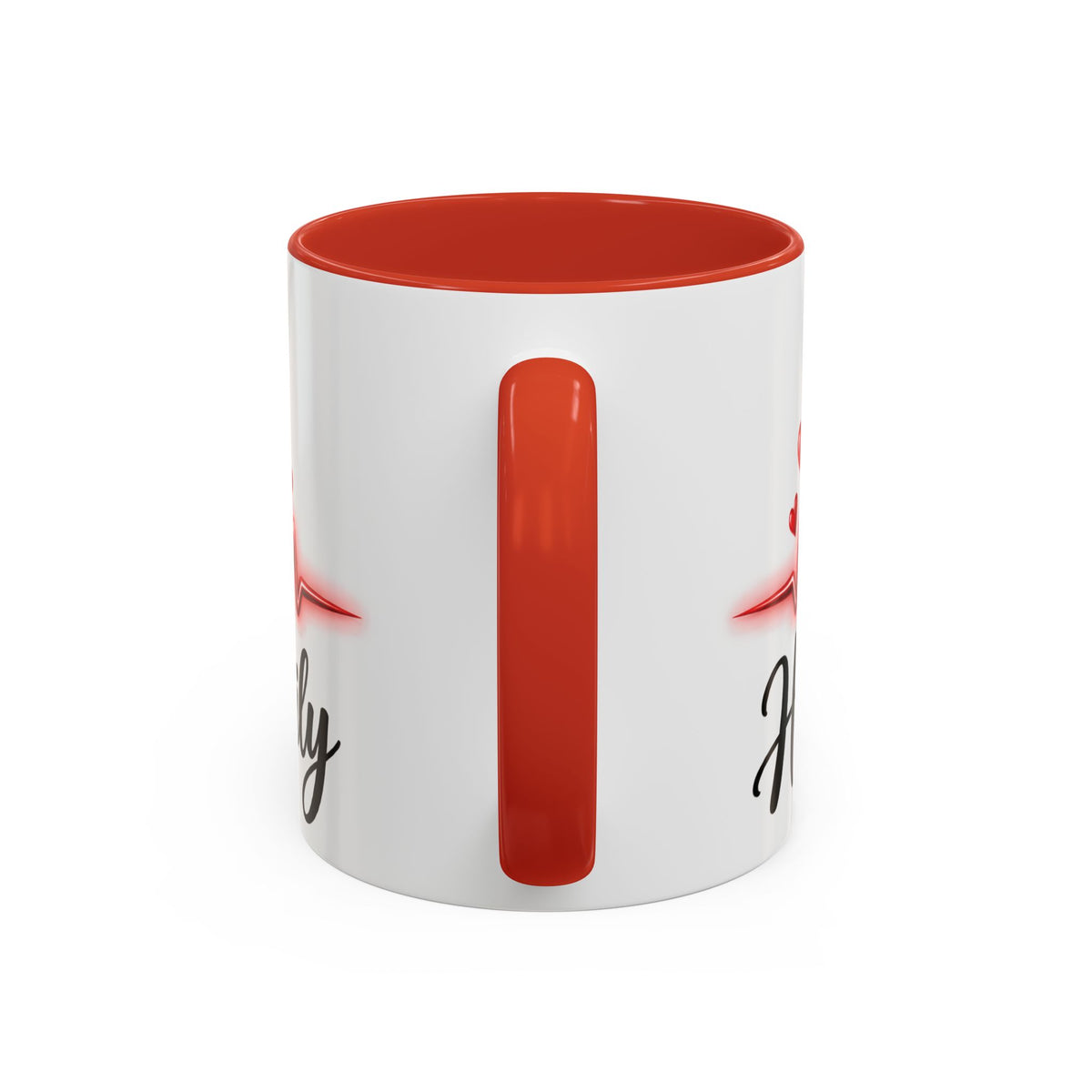 Mom Heartbeat of Our Family Mug – 11 oz Red Accent Coffee Mug