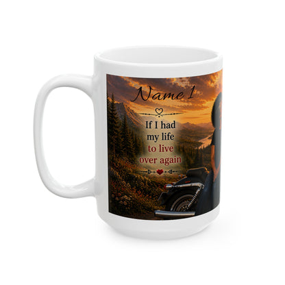Personalized Biker Couple Mug – Custom Names Romantic Gift (11oz / 15oz)