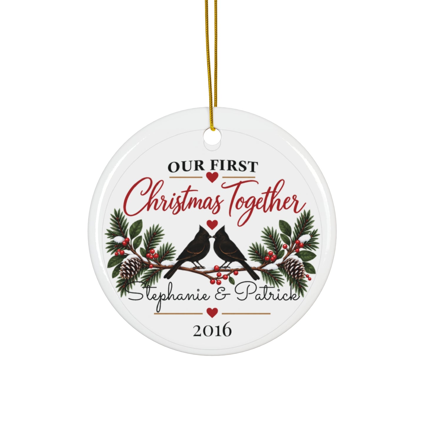 Personalized Couple Christmas Ornament – Our First Christmas Together – Custom Names & Year