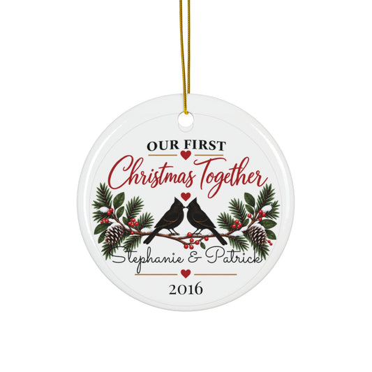 Personalized Couple Christmas Ornament – Our First Christmas Together – Custom Names & Year