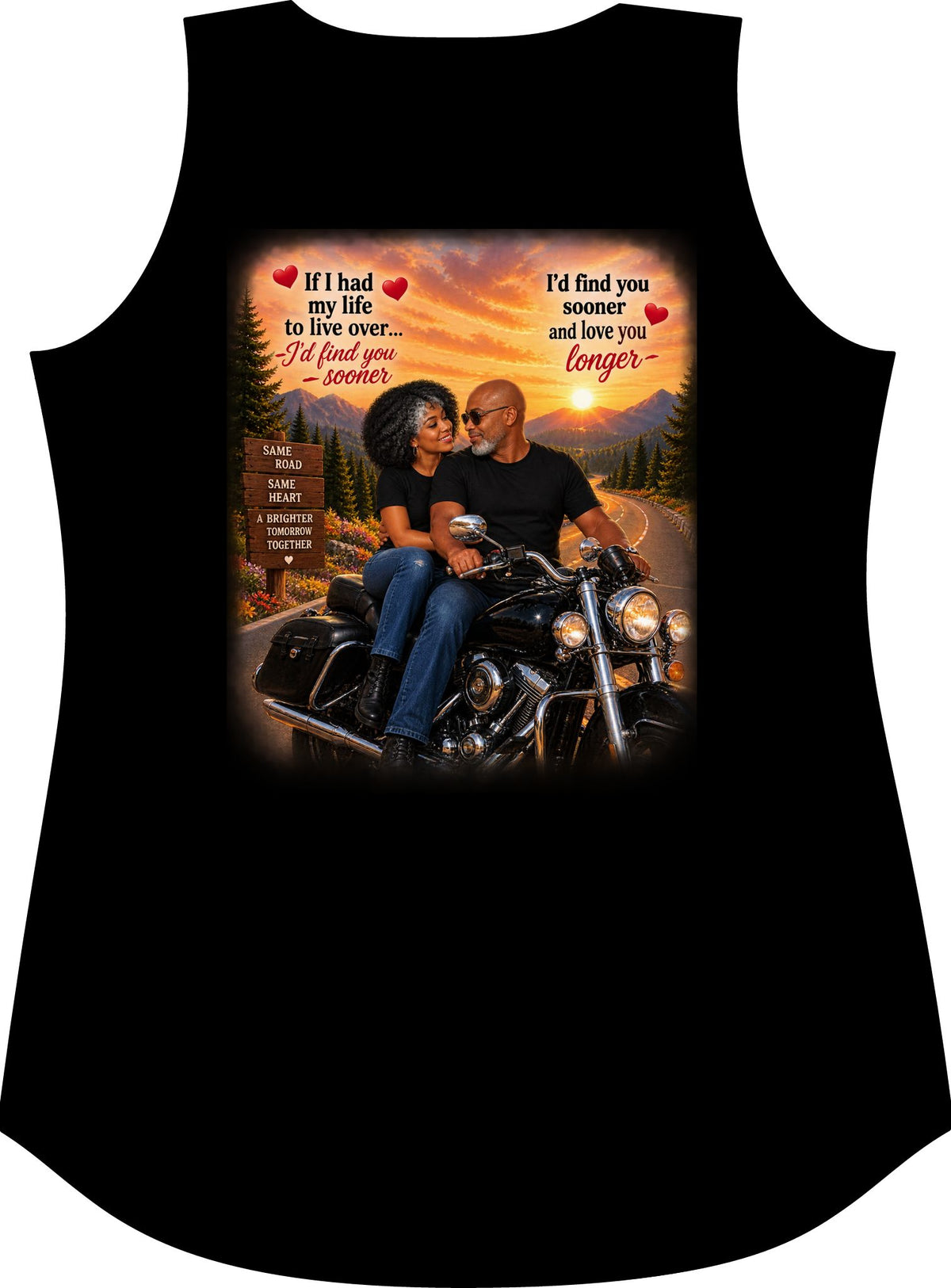 Biker Couple Women’s Tank Top – Romantic Motorcycle Love Graphic