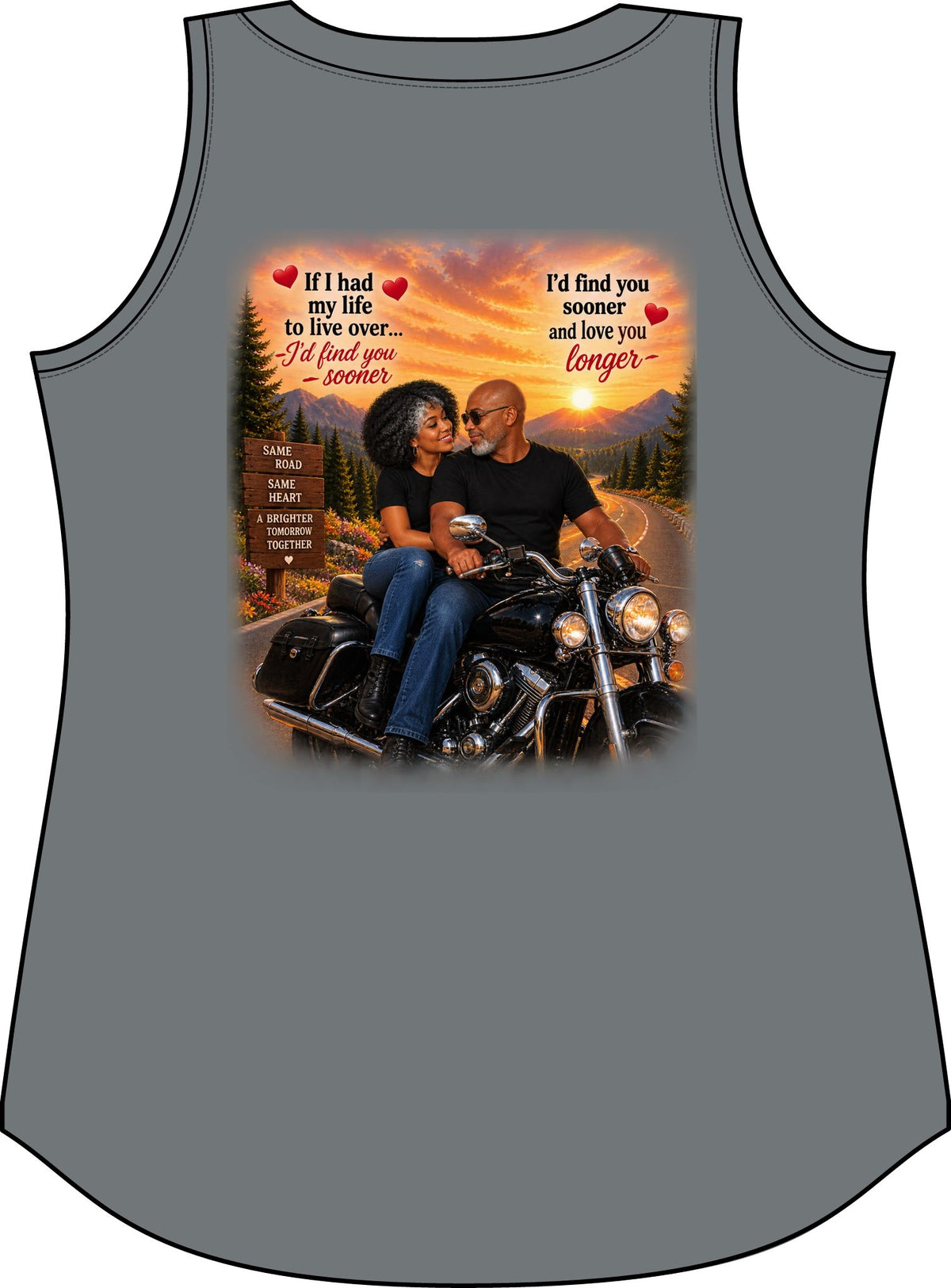 Biker Couple Women’s Tank Top – Romantic Motorcycle Love Graphic