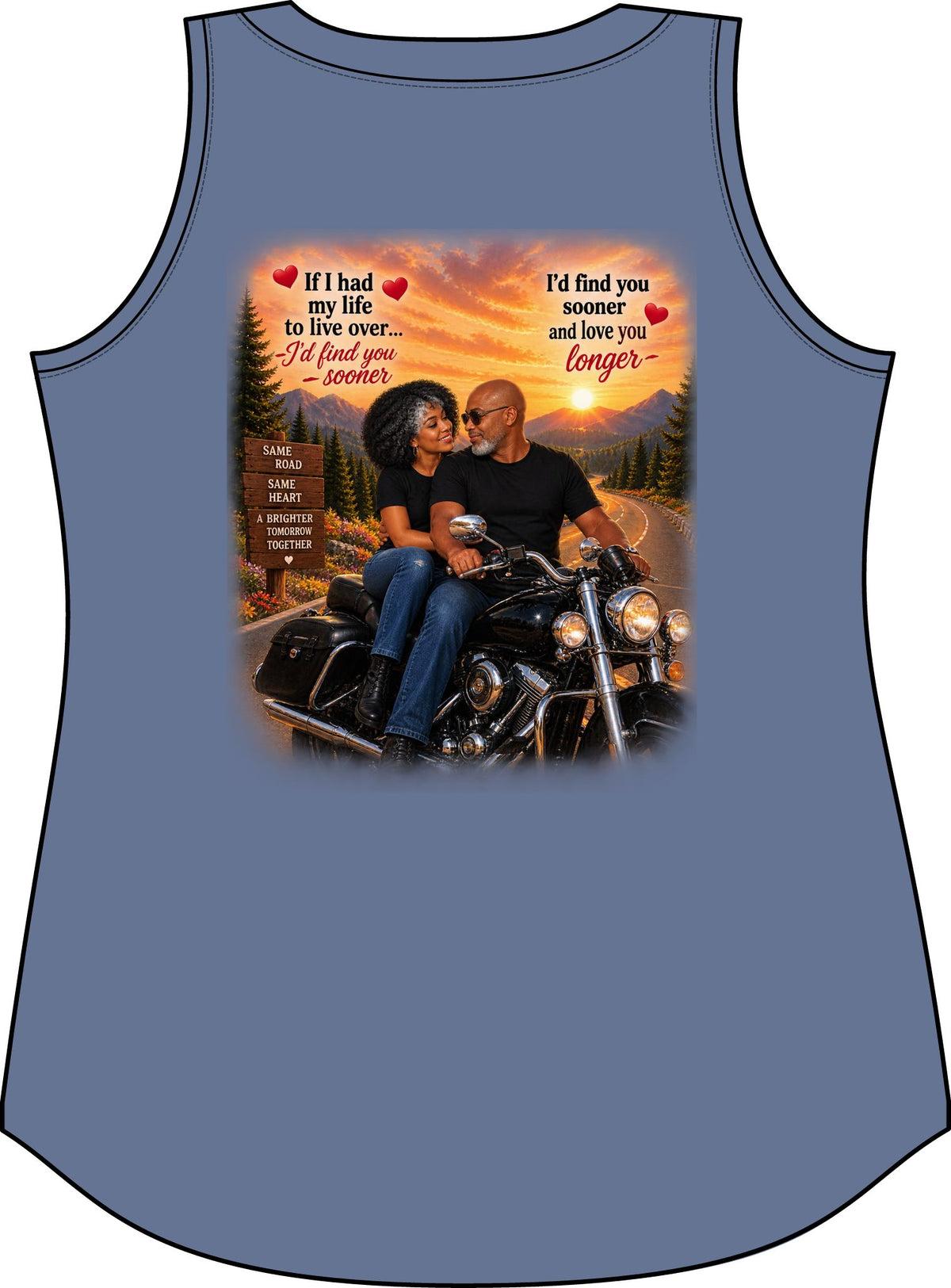 Biker Couple Women’s Tank Top – Romantic Motorcycle Love Graphic