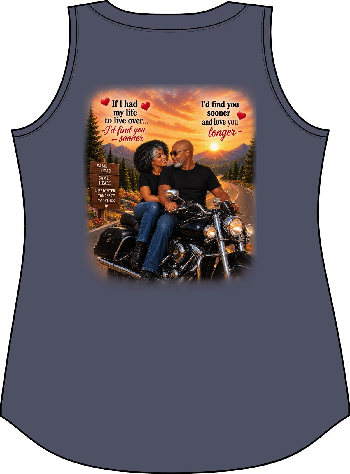 Biker Couple Women’s Tank Top – Romantic Motorcycle Love Graphic