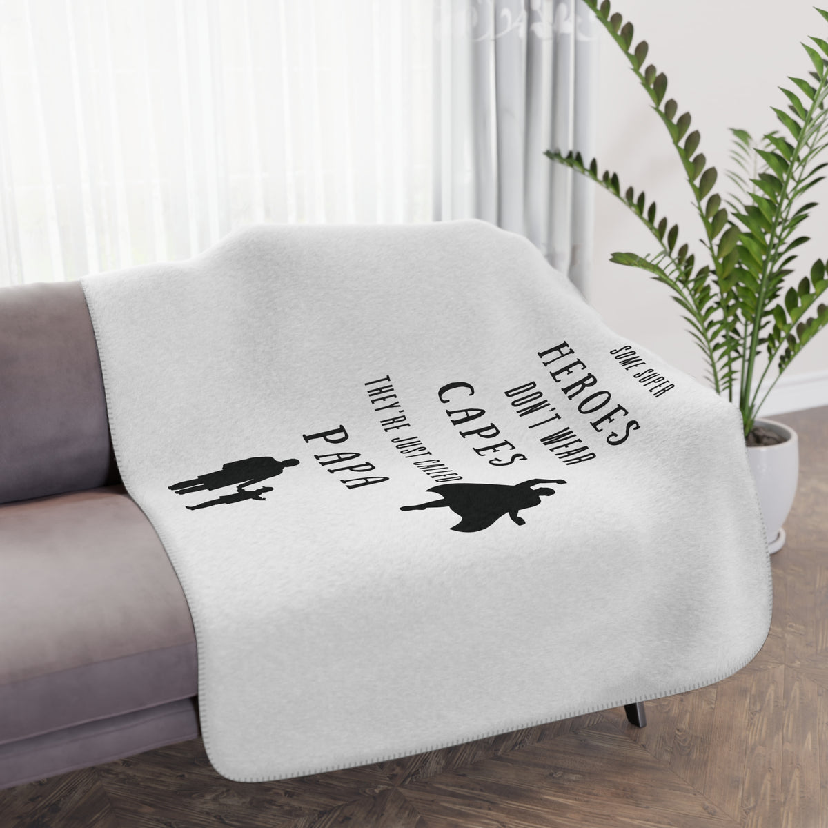 Papa Superhero Sherpa Blanket  Gift for Papa