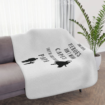 Papa Superhero Sherpa Blanket  Gift for Papa