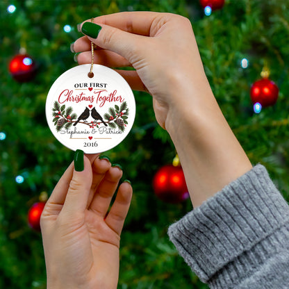 Personalized Couple Christmas Ornament – Our First Christmas Together – Custom Names & Year