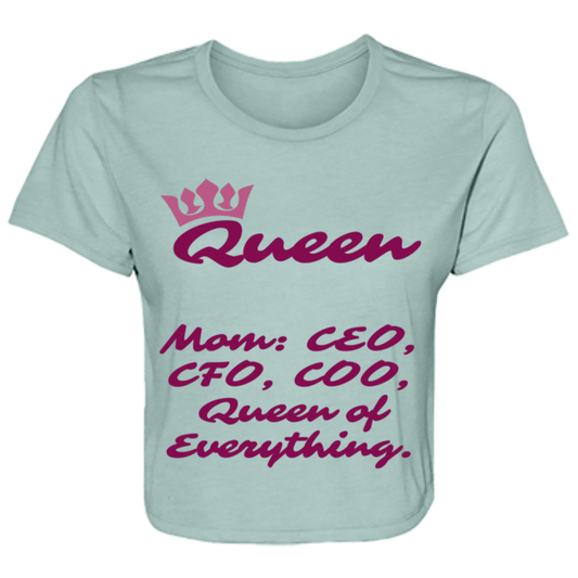 Ladies' Flowy Cropped Tee Shirt - Queen of Everything