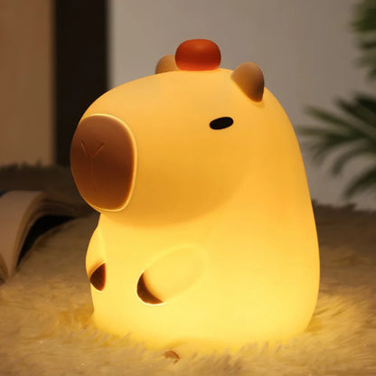 Cute Cartoon Capybara Silicone Night Light USB Rechargeable Timing Sleep Night Lamp for Children's Room Decor Birthday Gift