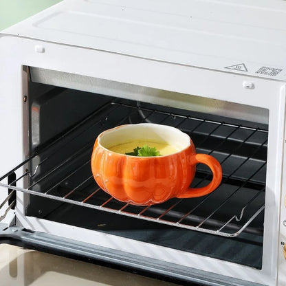 Halloween Creative Pumpkin Mug Ceramic Cup With Spoon Soup Mug With Lid Oatmeal breakfast Cup For kids Tea Milk Coffee Cup