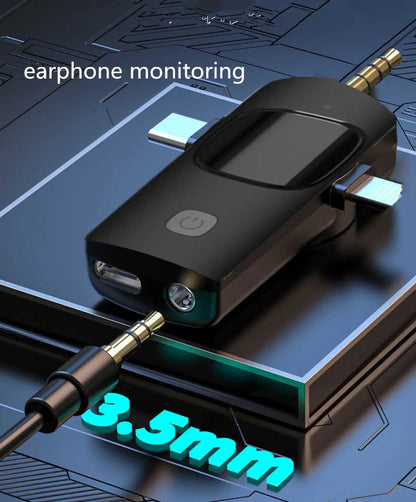 Wireless Lavalier Microphone 4 in 1 Intelligent Noise-Reducing Mic for iPhone Android SLR Camera Loudspeaker Radio