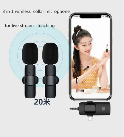 Wireless Lavalier Microphone 4 in 1 Intelligent Noise-Reducing Mic for iPhone Android SLR Camera Loudspeaker Radio