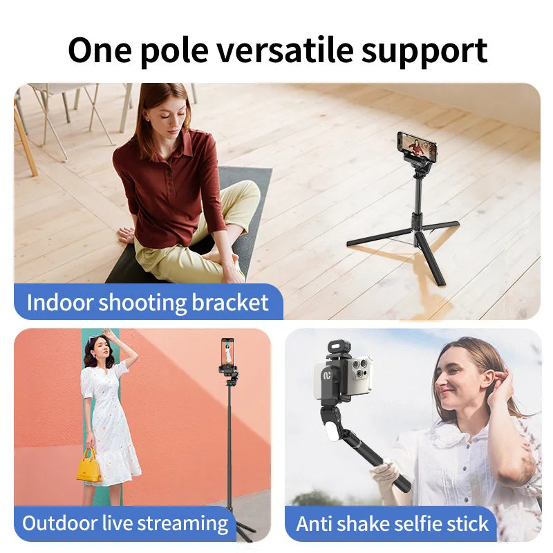 AOCHUAN 1-Axis Handheld Gimbal Stabilizer Selfie Stick Tripod with Fill Light AI Face Tracking Gesture Operation Multipurpose