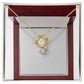 Entwined Hearts: Radiant Love Knot Necklace in Yellow & White Gold Variants