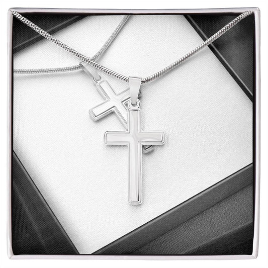 Stainless Steel Cross Necklace with Cubic Zirconia