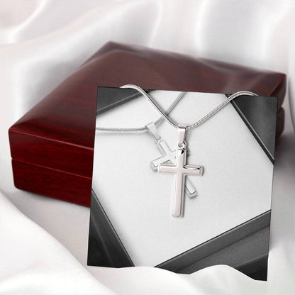 Stainless Steel Cross Necklace with Cubic Zirconia