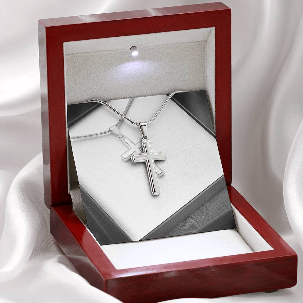 Stainless Steel Cross Necklace with Cubic Zirconia