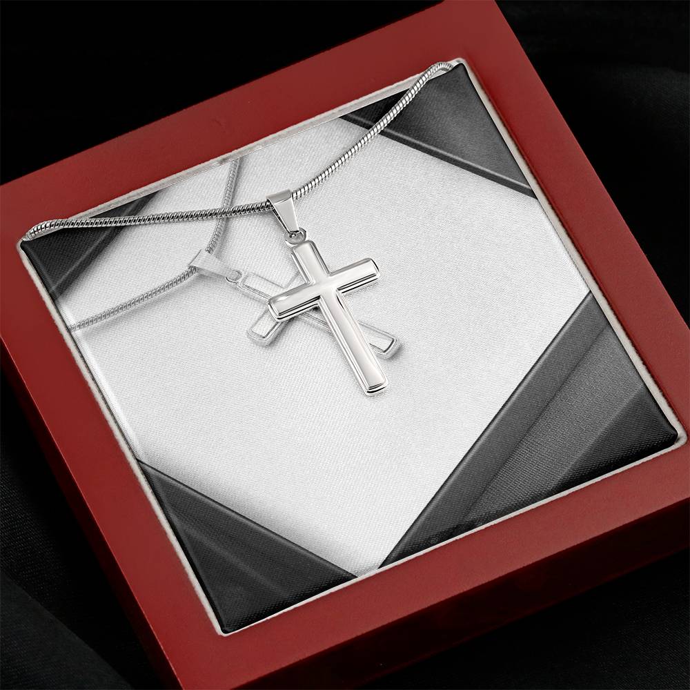 Stainless Steel Cross Necklace with Cubic Zirconia