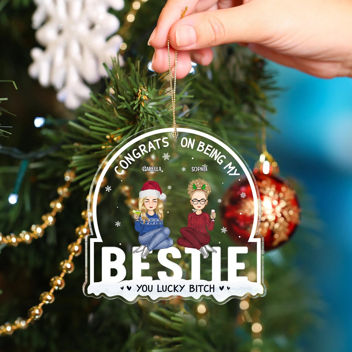 Bestie Custom Xmas Ornament