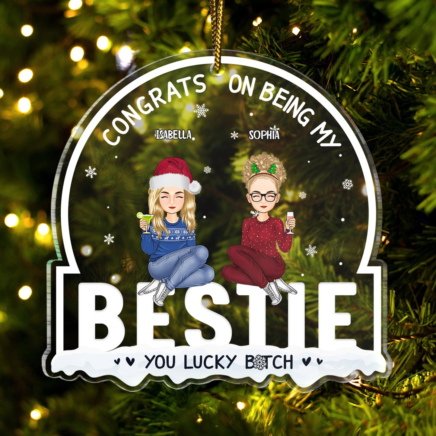 Bestie Custom Xmas Ornament