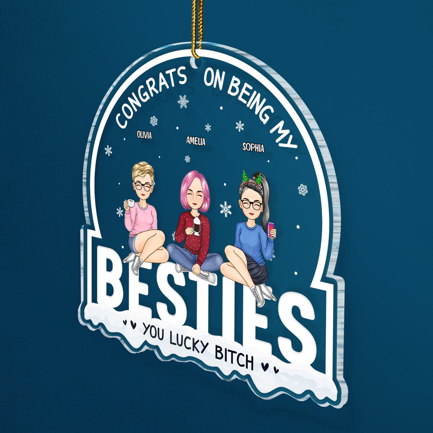 Bestie Custom Xmas Ornament